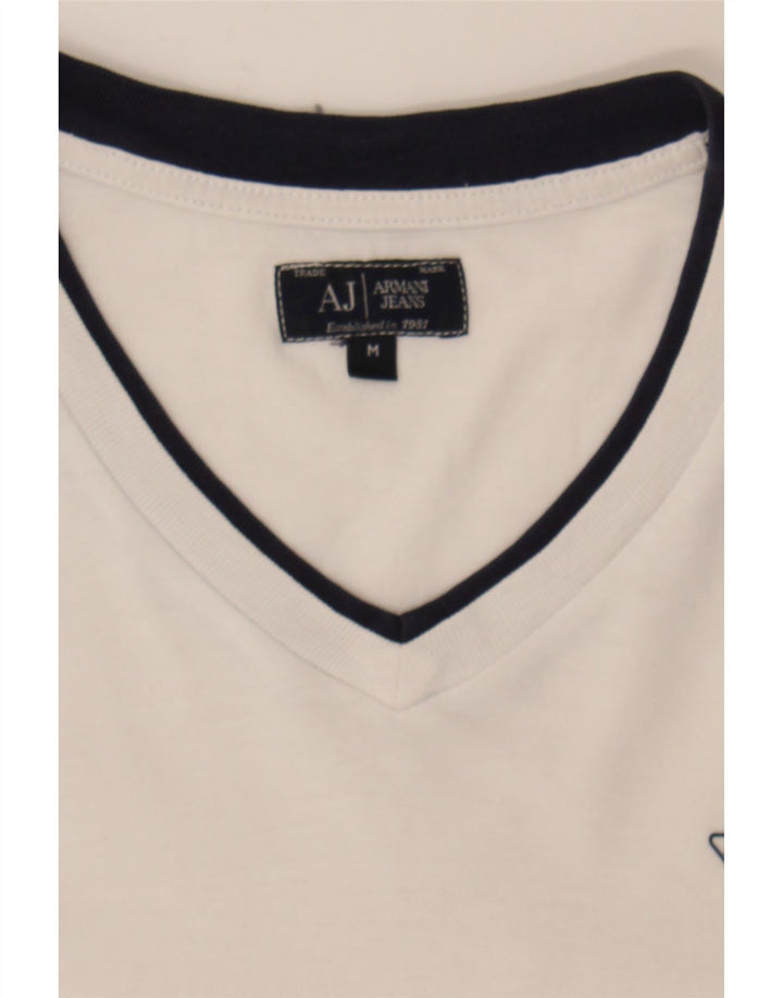ARMANI JEANS Womens T-Shirt Top UK 14 Medium White Cotton Vintage Armani Jeans and Second-Hand Armani Jeans from Messina Hembry 