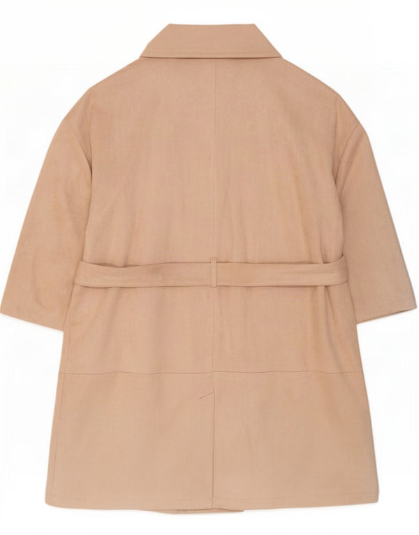 Marks & Spencer Damski płaszcz dwurzędowy UK 24 4XL Beżowy poliester