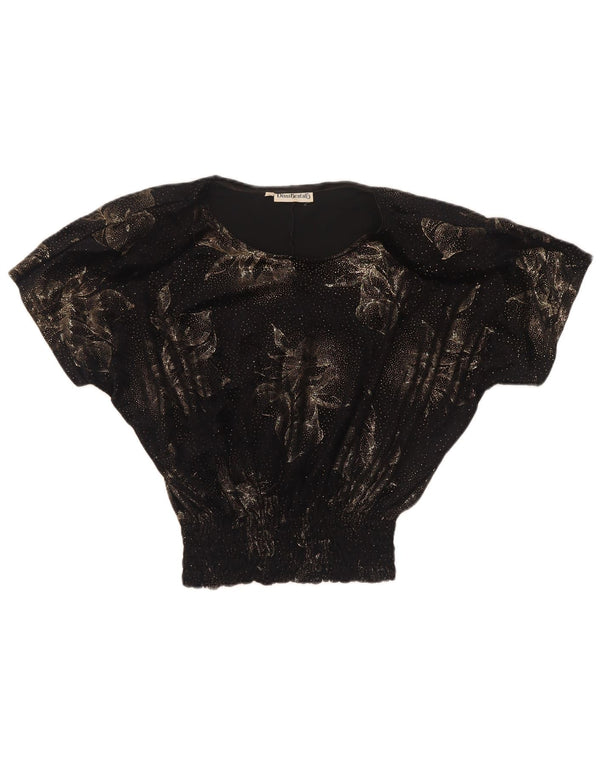 Damska bluzka typu oversize Diana Bentall Top UK 10 Small Black Floral