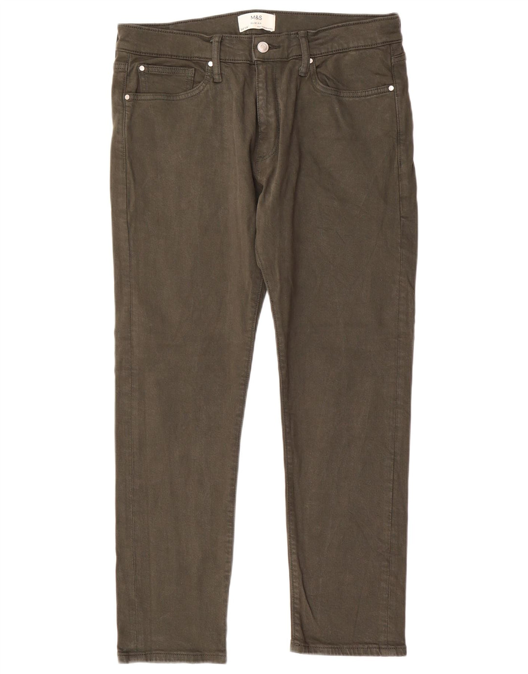 Marks & Spencer Męskie jeansy slim W34 L29, bawełna khaki