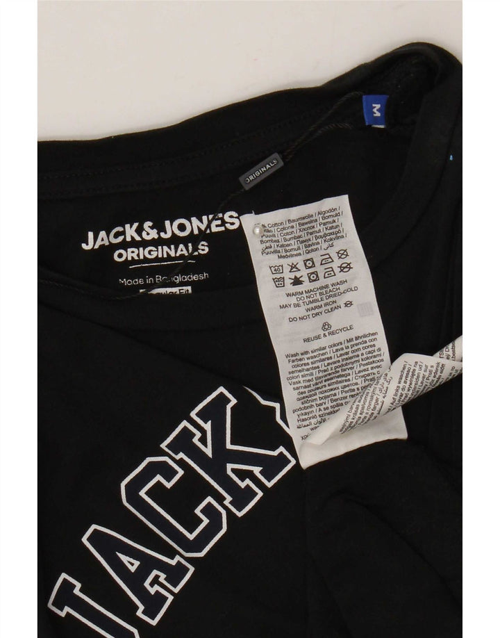 Męski T-shirt z grafiką Jack & Jones o regularnym kroju, średni czarny, bawełniany