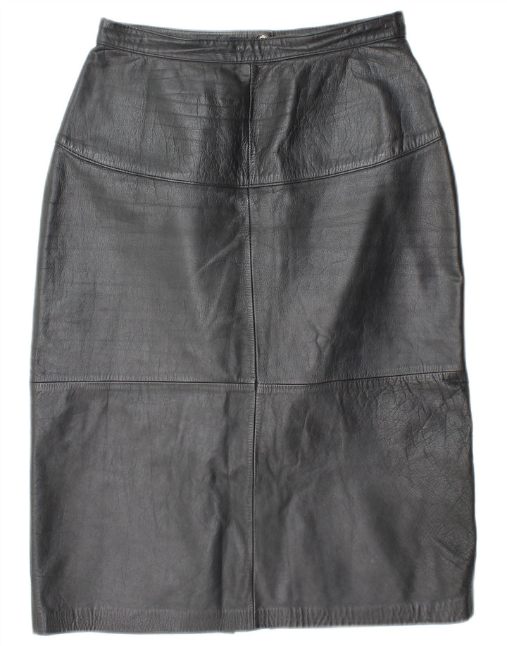VINTAGE Womens Leather Skirt W26 Small  Black