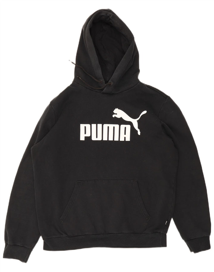 Męski sweter z kapturem i grafiką PUMA, średni czarny, bawełniany