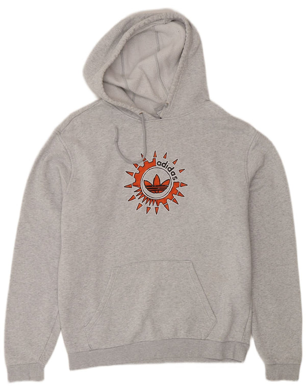 Męska bluza z kapturem Adidas Graphic, średnia szara bawełna