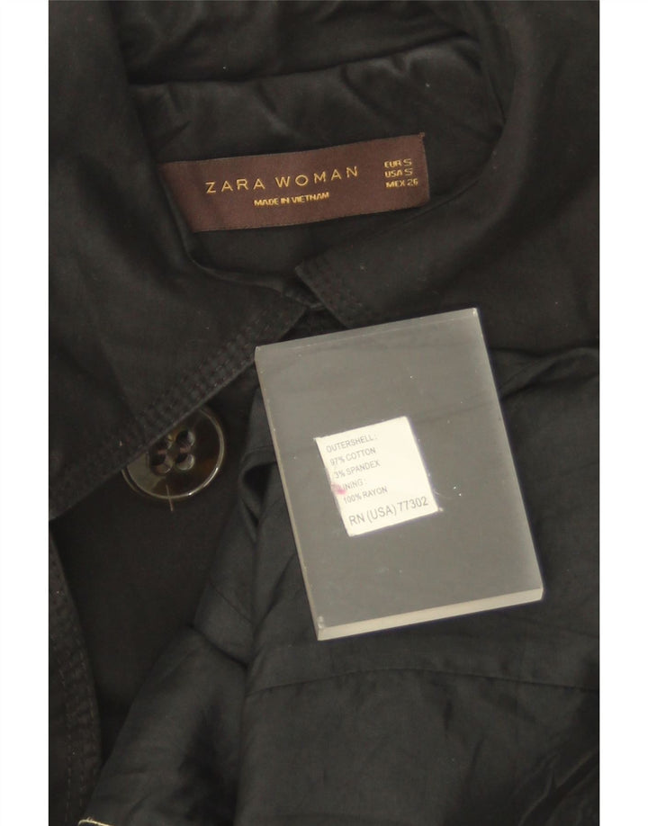 Damski trencz Zara UK 10 Small, czarny, bawełniany