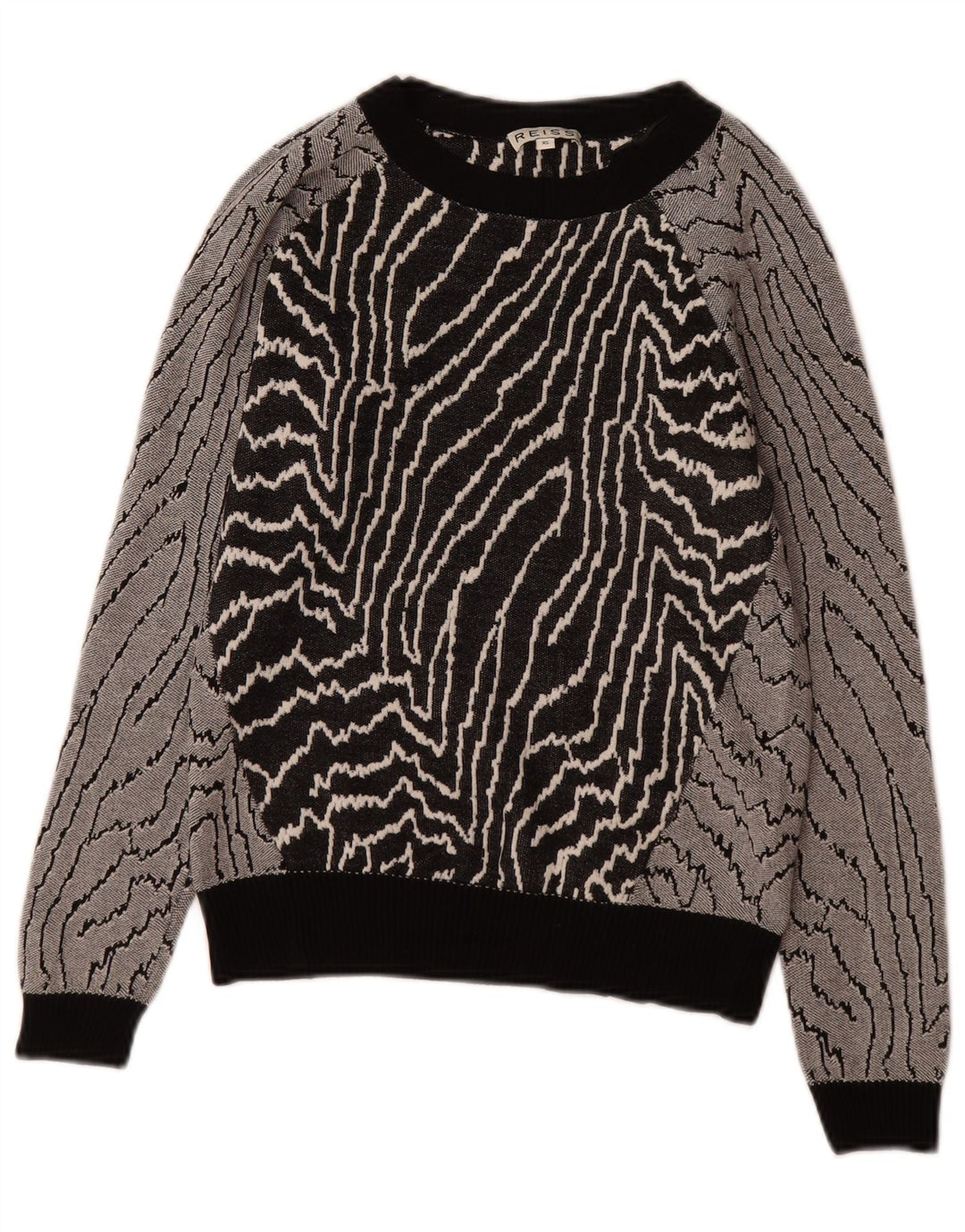 Damska bluza Reiss z abstrakcyjnym wzorem UK 6 XS, czarna wiskoza