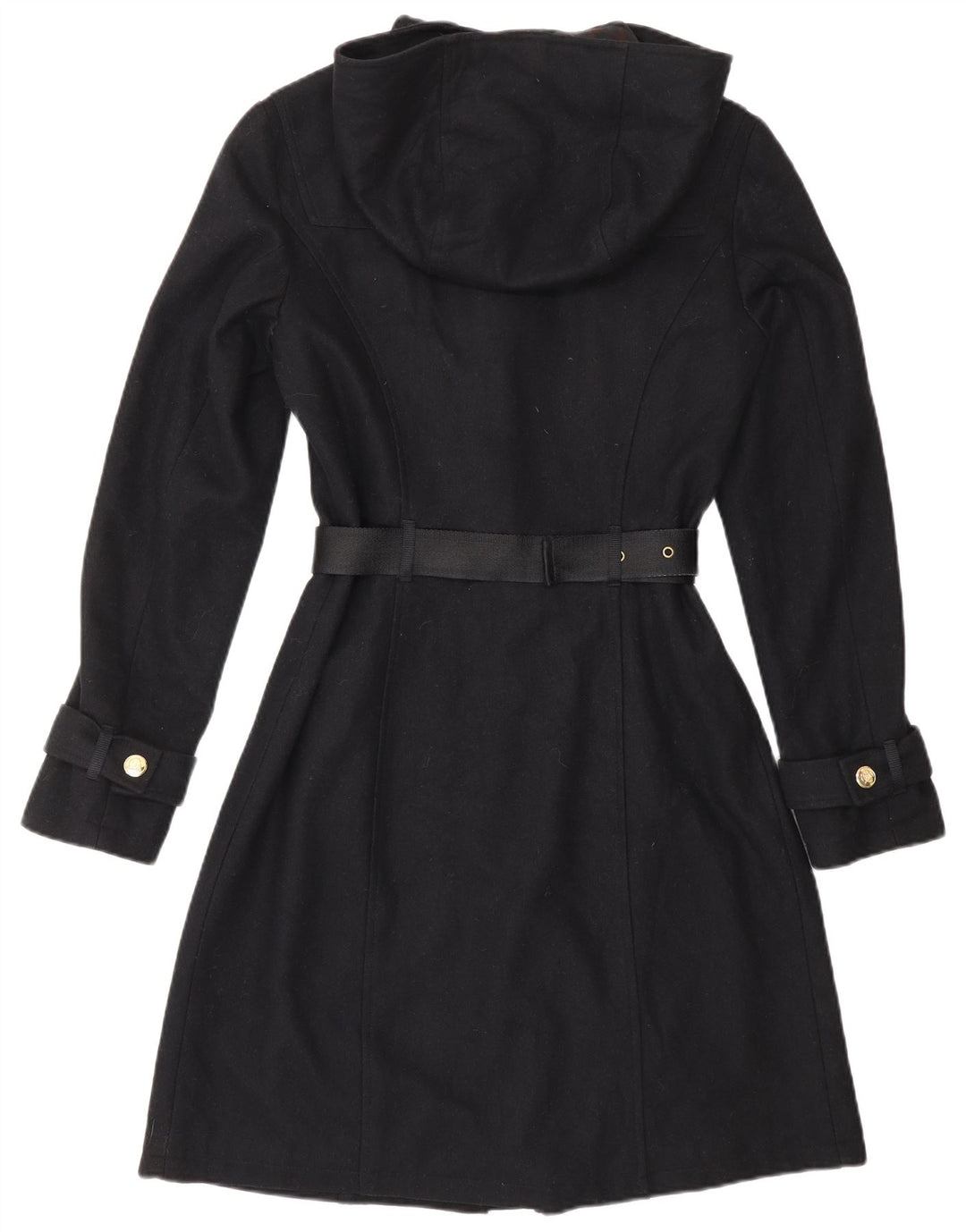 Damski płaszcz z kapturem CACTERE UK 10, mały, granatowy, wełniany