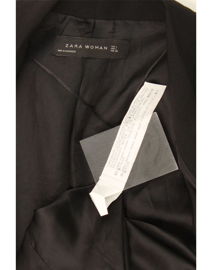 Damska marynarka Zara z rękawami 3/4 i otwartymi, UK 14, duży, czarny poliester