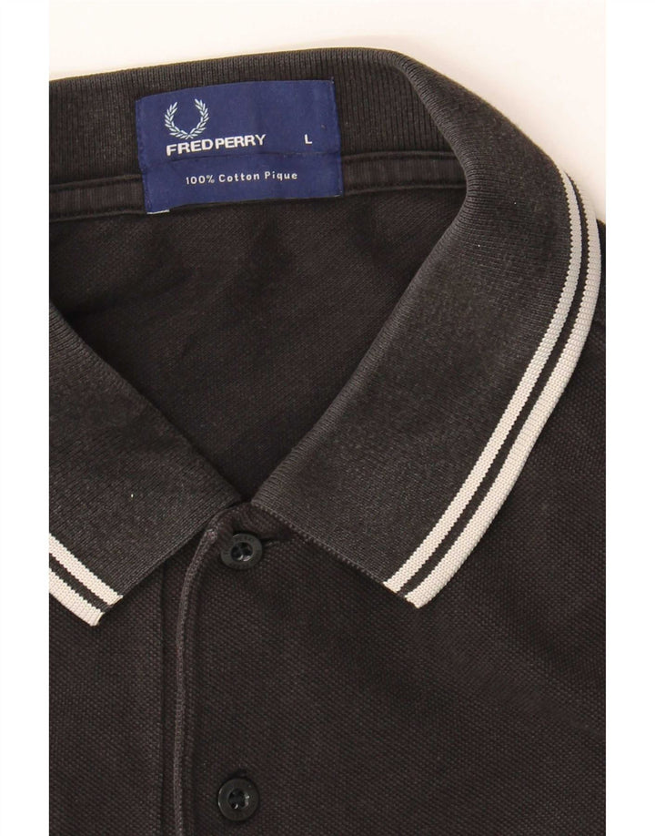 Męska koszulka polo Fred Perry, duża, czarna, bawełniana w paski