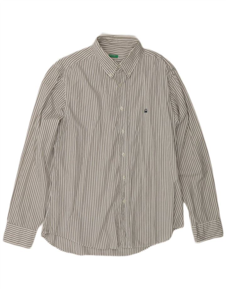 Koszula męska BENETTON 2XL, bawełniana w białe paski