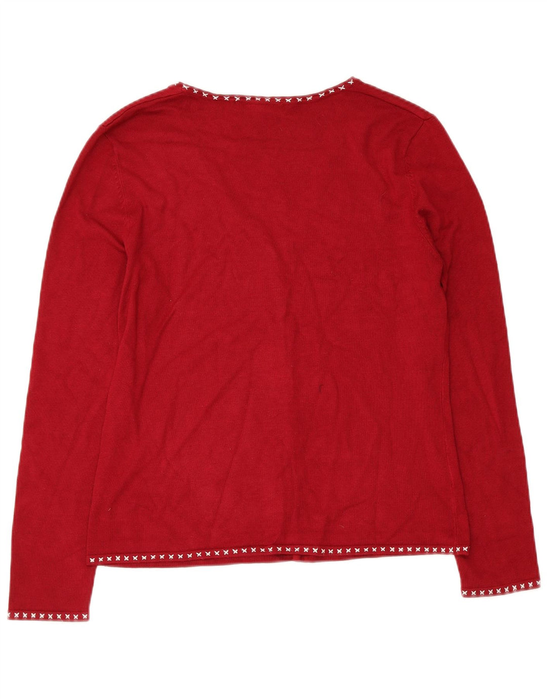 LAURA ASHLEY Damski sweter rozpinany UK 14, średnio czerwona wiskoza