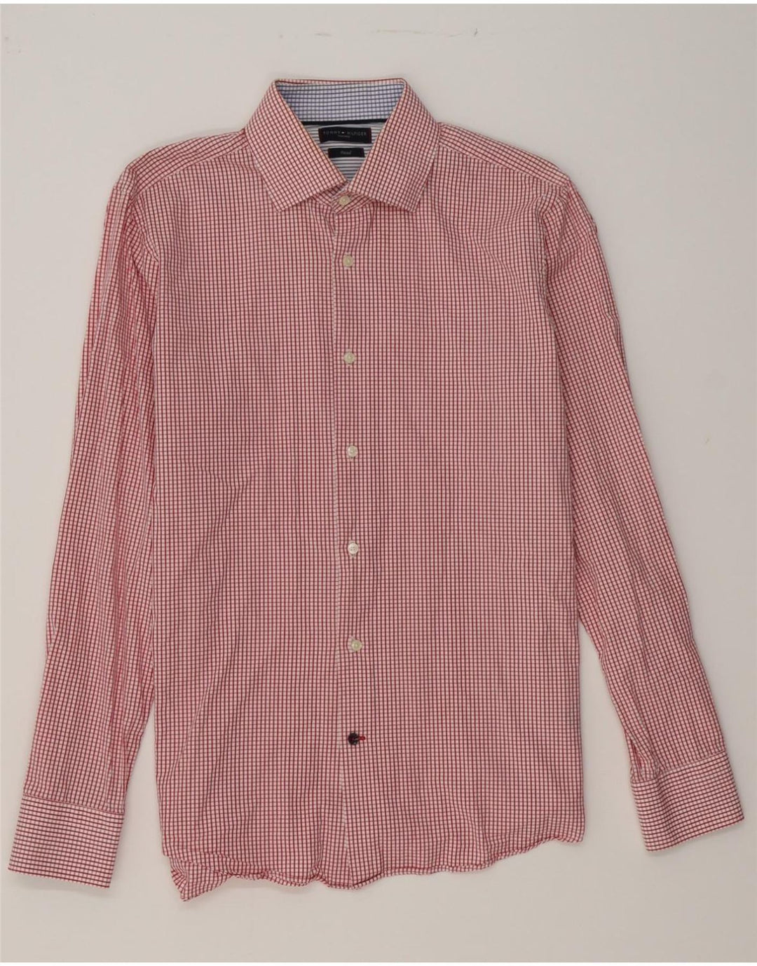 TOMMY HILFIGER Mens Shirt Size 15 3/4 40 Medium Red Check Cotton Vintage Tommy Hilfiger and Second-Hand Tommy Hilfiger from Messina Hembry 