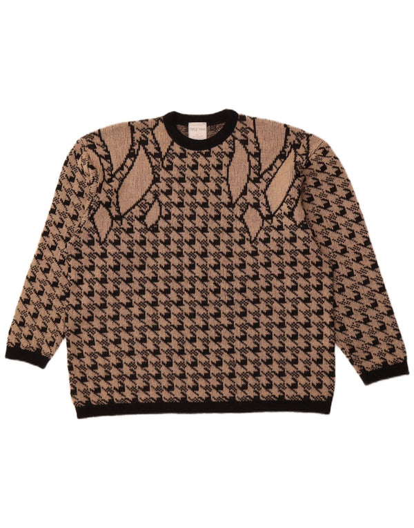 Sweter damski MERRY FINN z okrągłym dekoltem, UK 18 XL, brązowy w pepitkę