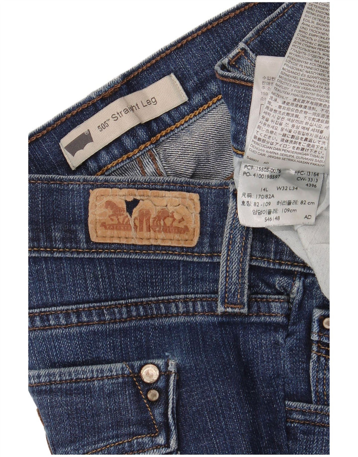 Damskie jeansy LEVI'S 505 Straight US 14 XL W32 L34 Niebieskie bawełniane
