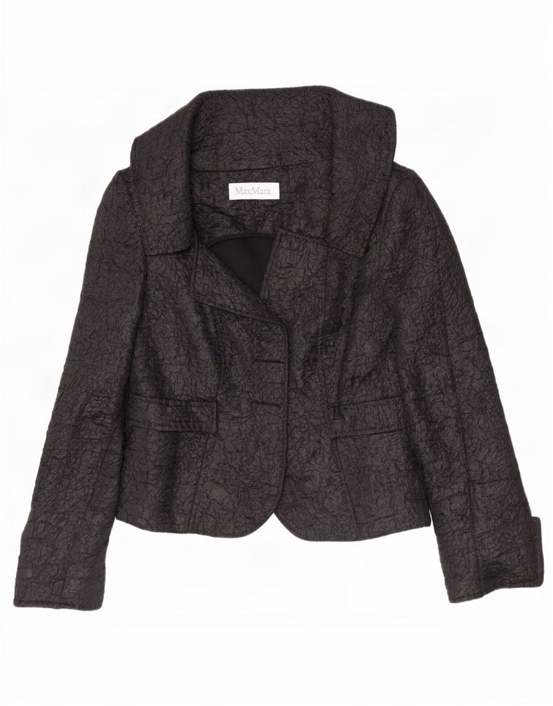 Damska marynarka Max Mara Crop Open Blazer UK 12, średni czarny poliester