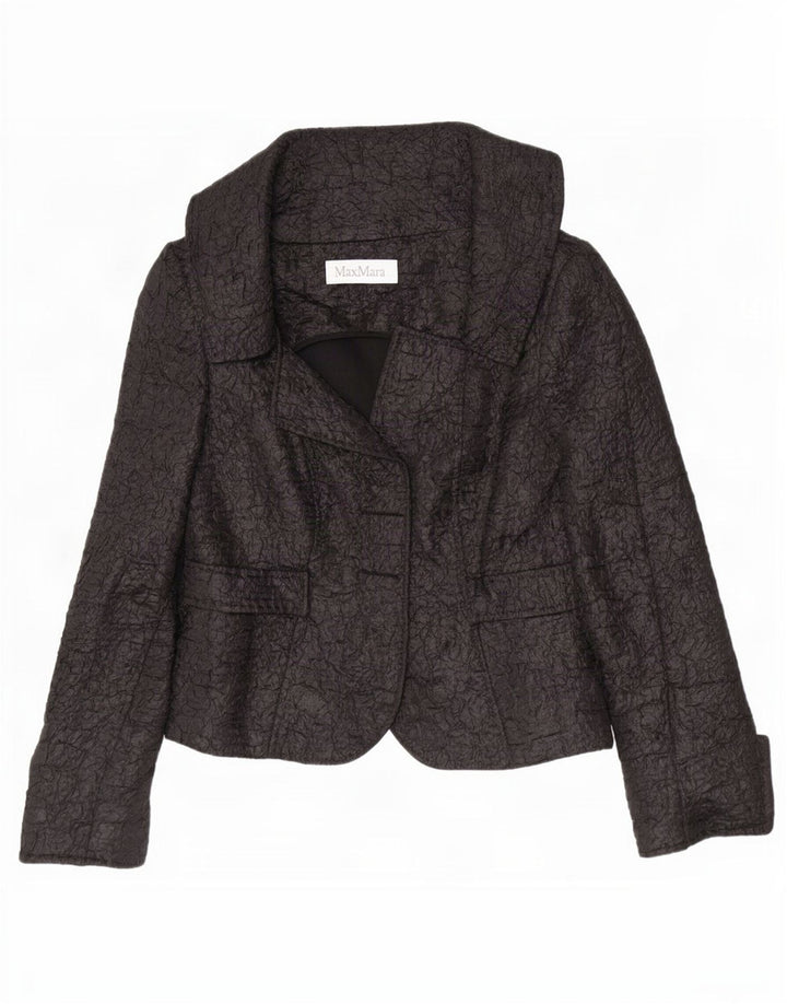 Damska marynarka Max Mara Crop Open Blazer UK 12, średni czarny poliester
