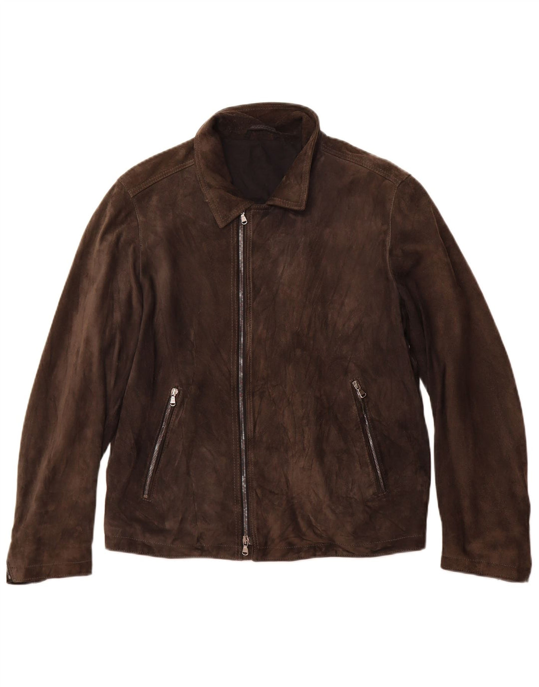 Vintage damska zamszowa kurtka UK 12, średnia brązowa skóra