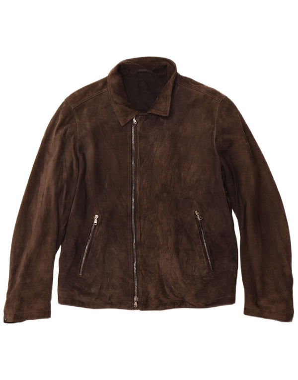 Vintage damska zamszowa kurtka UK 12, średnia brązowa skóra