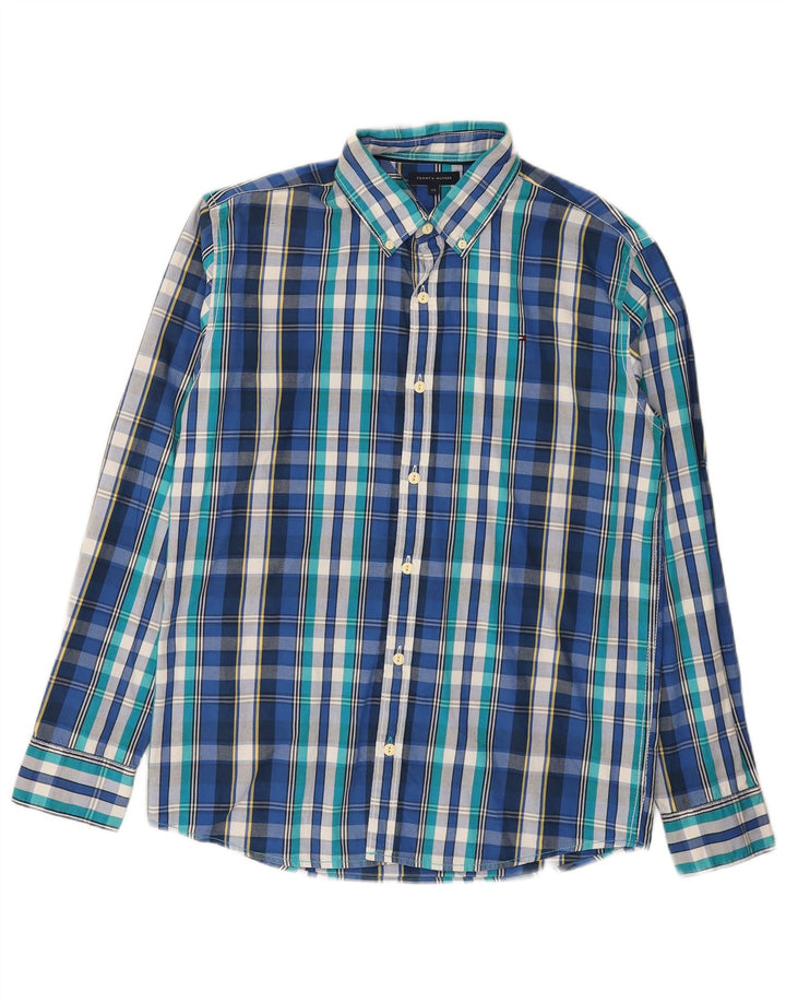 TOMMY HILFIGER Boys Shirt 15-16 Years Blue Check Cotton