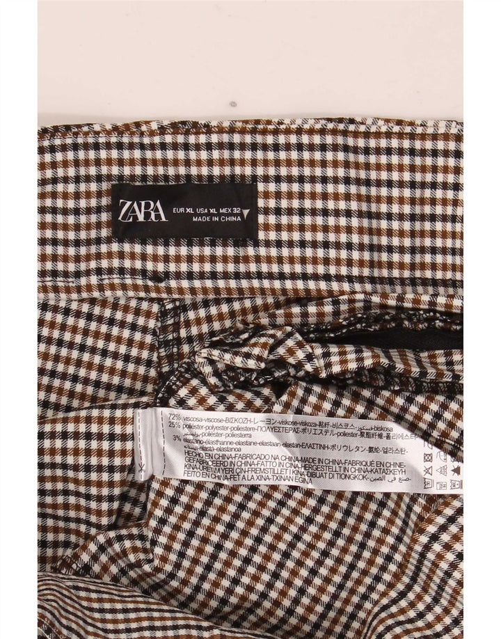 Legginsy damskie Zara UK 18 XL Brązowa wiskoza w pepitkę