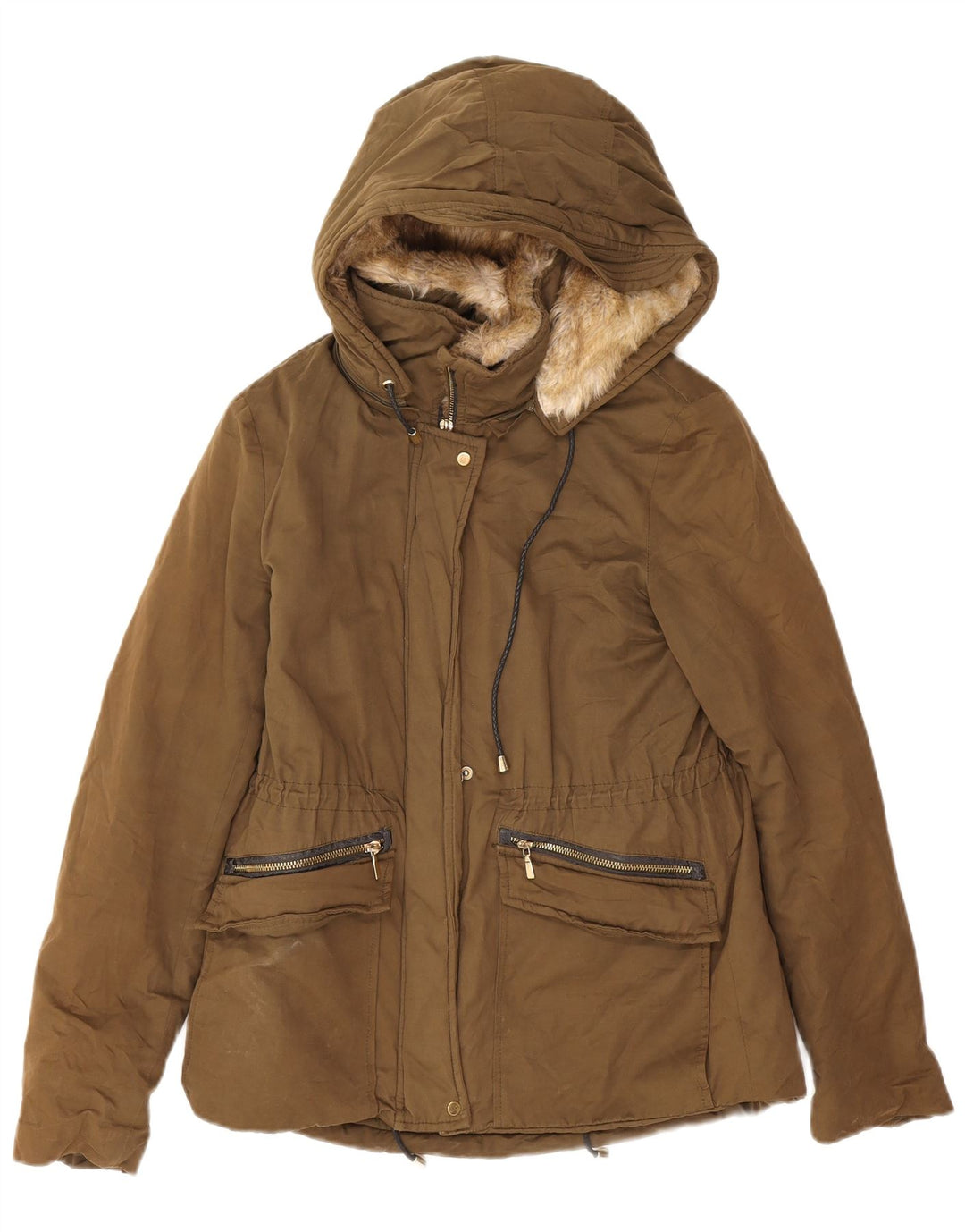 Kurtka damska Zara Trafaluc Sherpa Oversize Parka UK 10 Small Khaki