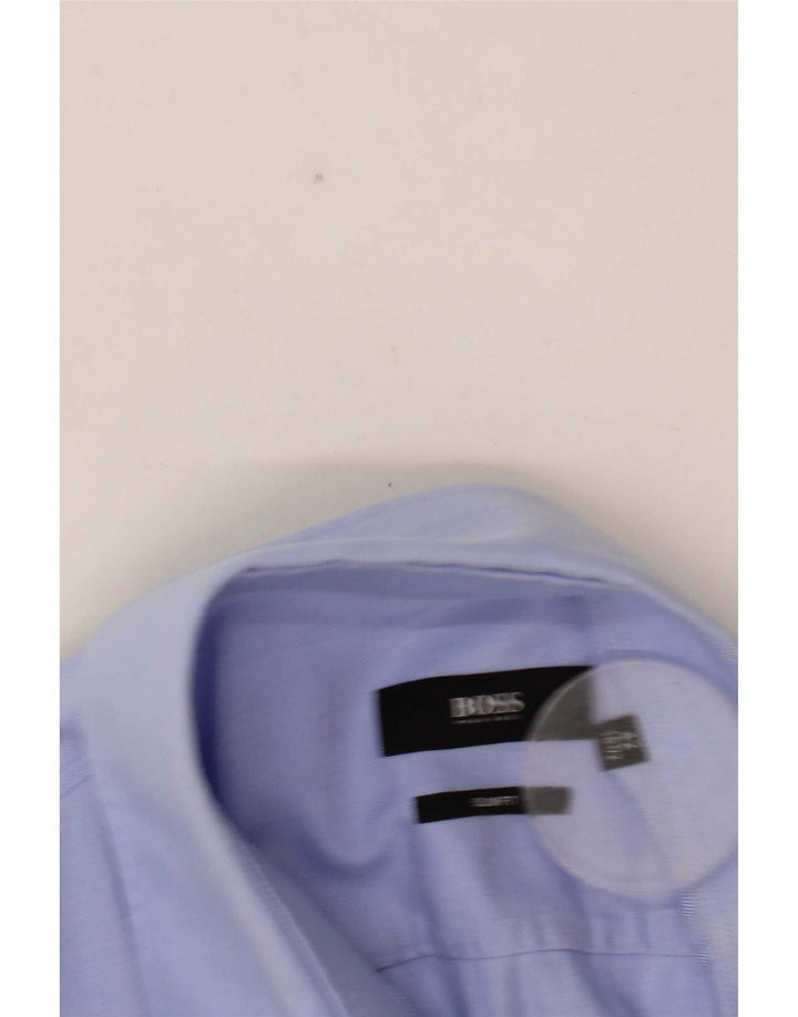 Koszula męska Hugo Boss Slim Fit, rozmiar 42, duża niebieska bawełna w jodełkę