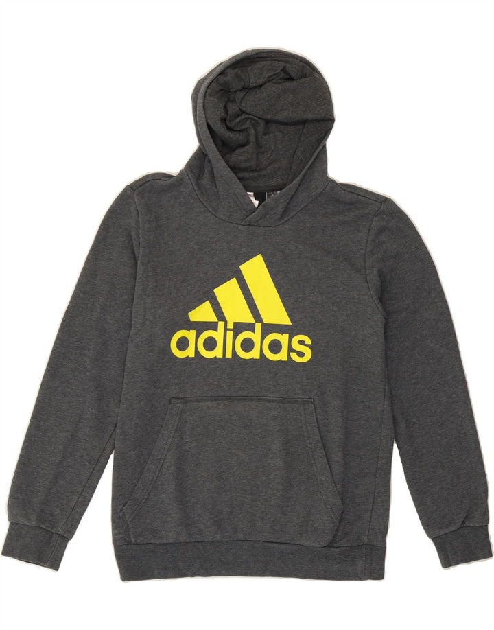 ADIDAS Boys Graphic Sweatshirt Jumper 13-14 Years Grey Cotton Vintage Adidas and Second-Hand Adidas from Messina Hembry 