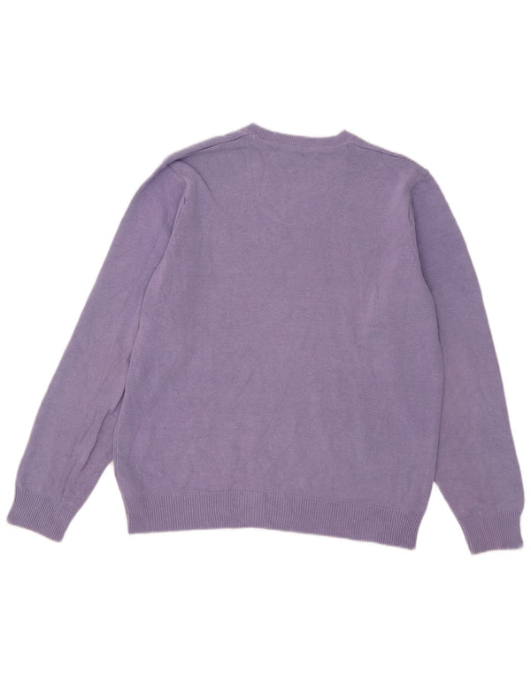 Męski sweter Marks & Spencer Blue Harbor z dekoltem w kształcie litery V, średni fiolet