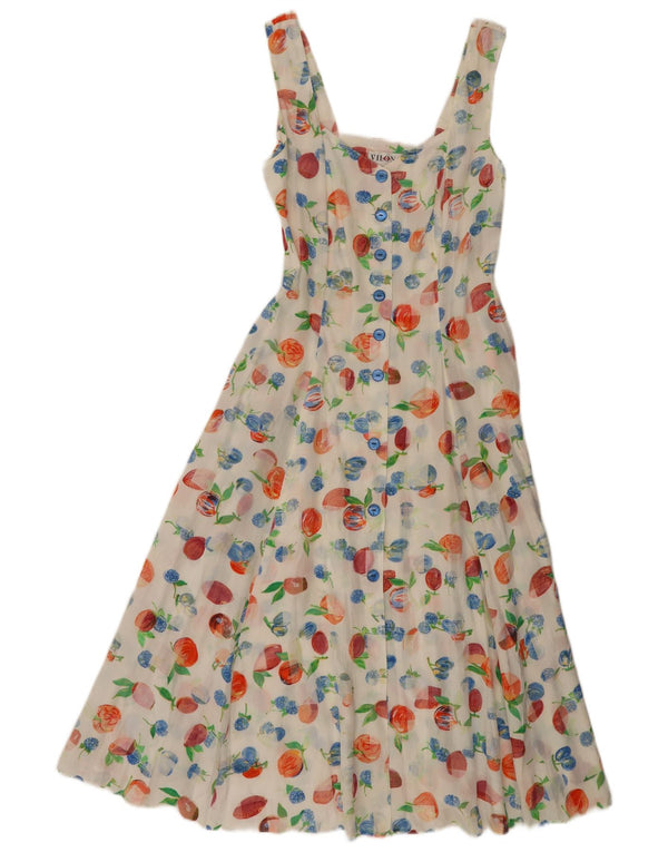 Vilona Moda Womens Sleeveless A-Line Dress EU 40 Medium White Floral