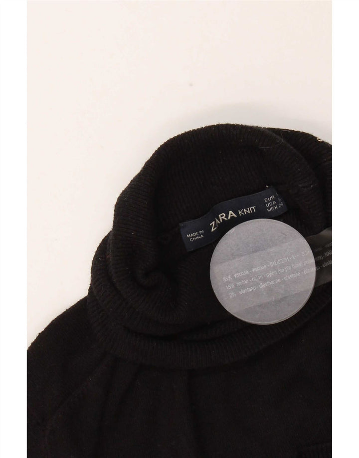 Damski sweter z golfem Zara UK 8 Small Black Wiskoza