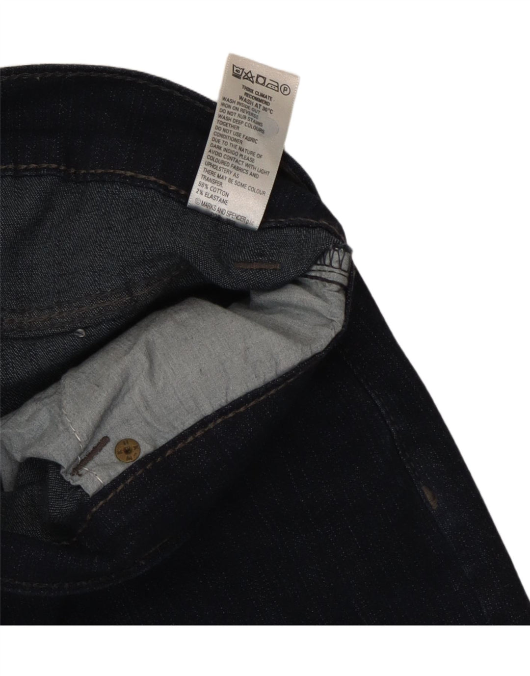 Krótkie jeansy damskie Marks & Spencer Bootcut UK 10 Small W27 L28 Granatowe