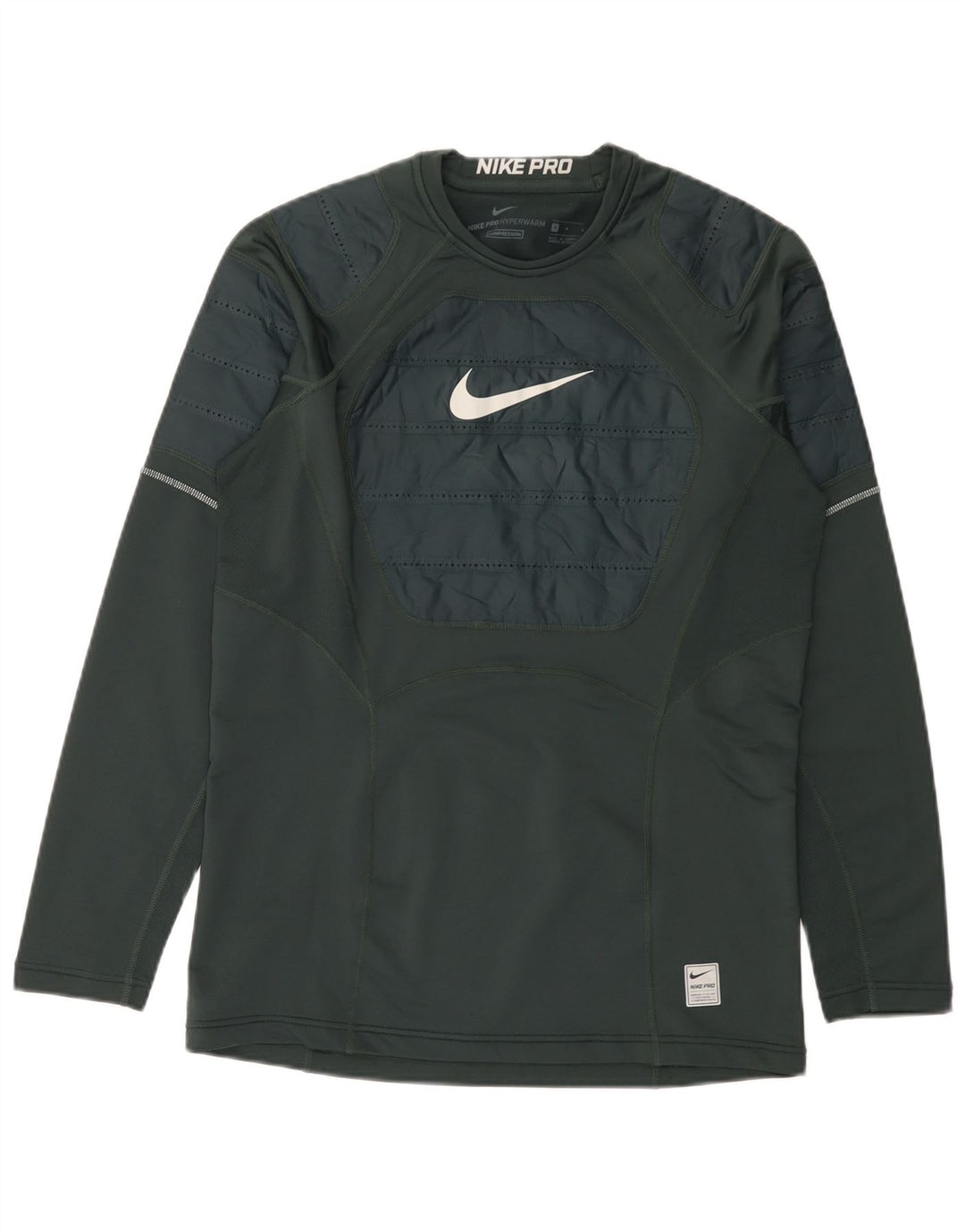 Męska koszulka graficzna Nike z długim rękawem, poliestrowa w kolorze średniej zieleni