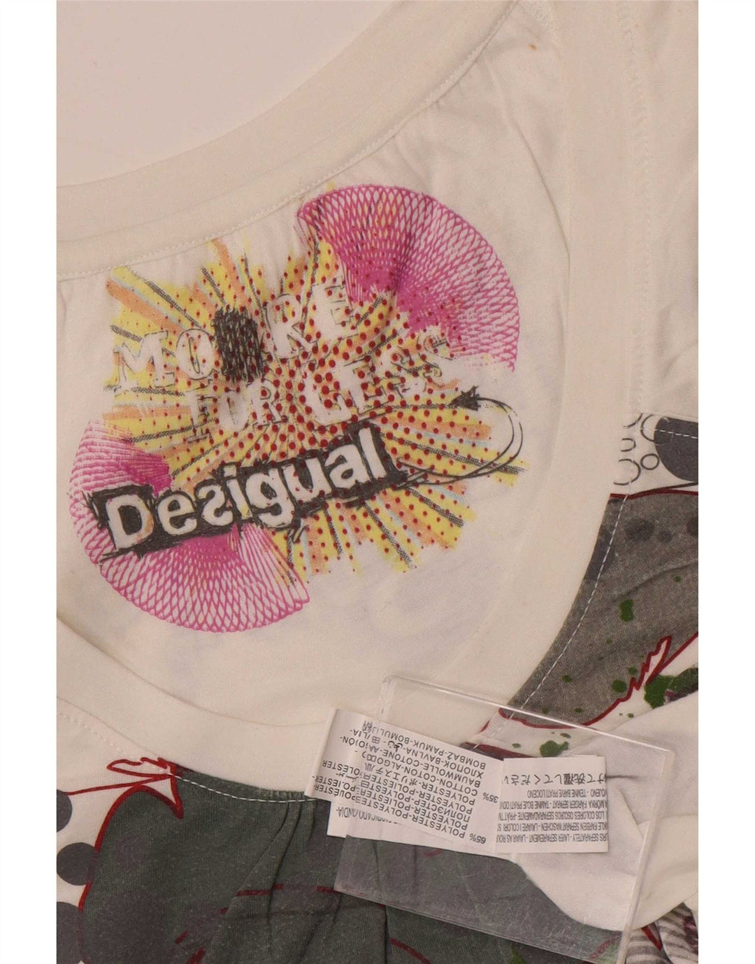 Damska koszulka z grafiką Desigual Top UK 12 Średni biały poliester