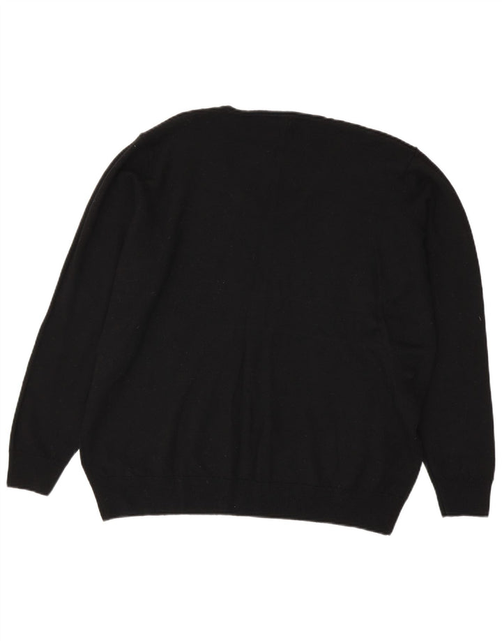 Marks & Spencer Damski sweter z dekoltem w kształcie litery V, UK 20 2XL, czarny, wełniany