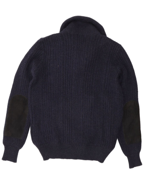 Sweter męski rozpinany w stylu vintage IT 48 Średni granatowy kolor Camelhair