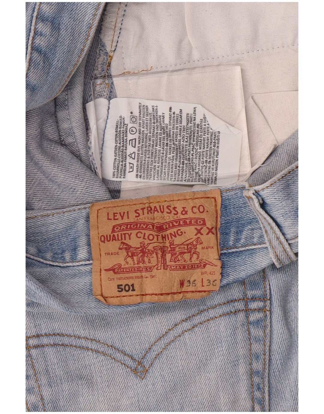 Męskie jeansy LEVI'S 501 Straight W36 L31 Niebieskie bawełniane