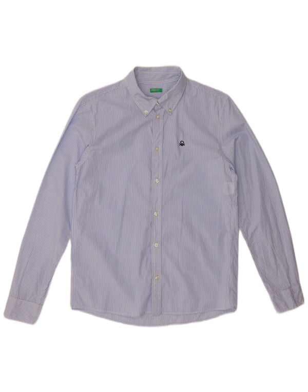 Koszula chłopięca BENETTON 13-14 lat, 3XL, niebieska, bawełniana w prążki