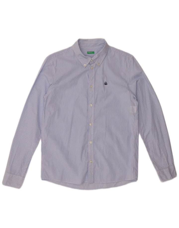 Koszula chłopięca BENETTON 13-14 lat, 3XL, niebieska, bawełniana w prążki