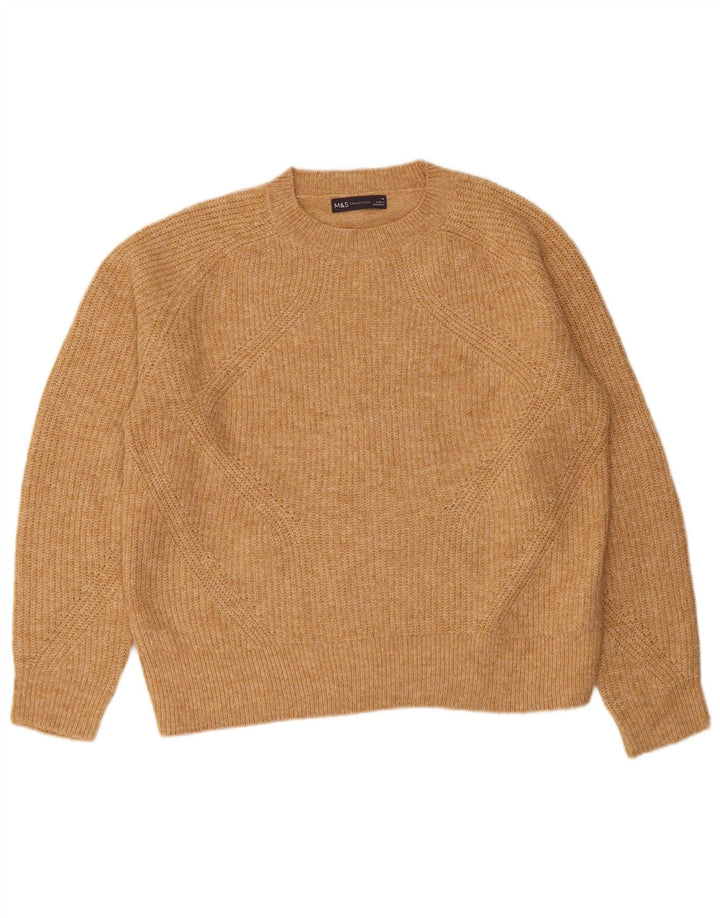 Marks & Spencer Damski sweter z okrągłym dekoltem, UK 14, średni beż, akryl