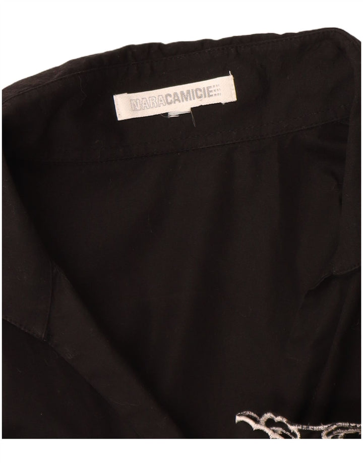 Bluzka damska Naracamicie UK 12 Średnia czarna bawełniana w kwiaty