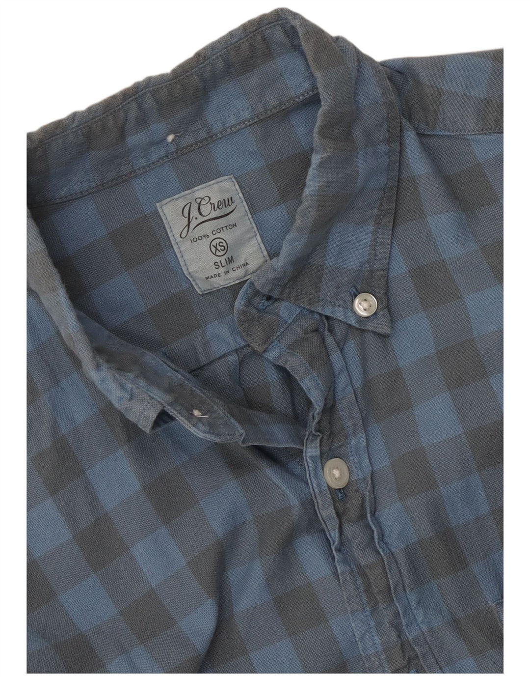 J. Crew Męska wąska koszula flanelowa XS, niebieska bawełniana kratka