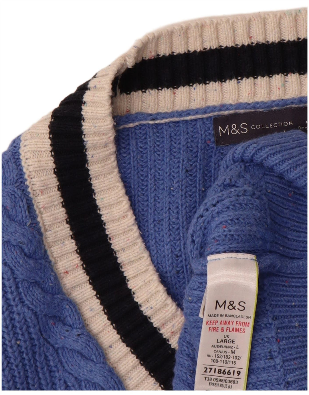 Marks & Spencer Damski sweter oversize UK 16, duży, niebieski, bawełniany