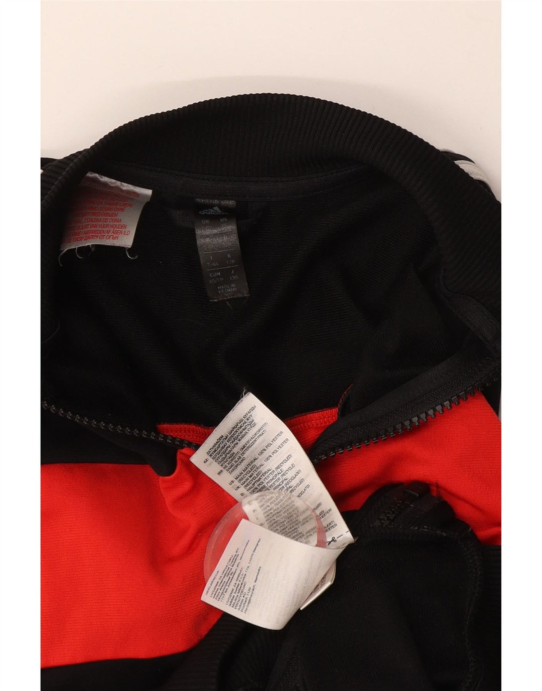 Chłopięca kurtka dresowa Adidas 7-8 lat Czarny poliester z blokami kolorów