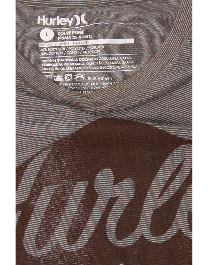 HURLEY Mens Graphic T-Shirt Top Large Grey Polyester Vintage Hurley and Second-Hand Hurley from Messina Hembry 
