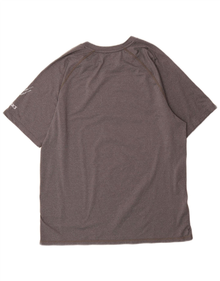 Męski T-shirt z grafiką Asics, średni szary, nakrapiany poliester