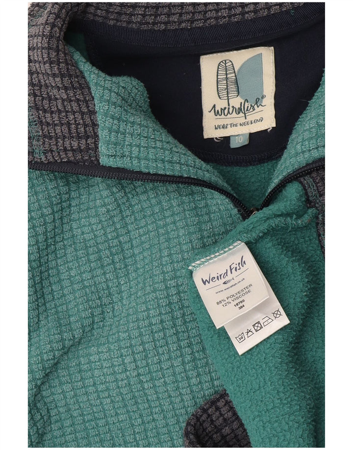 Damski sweter polarowy WEIRD FISH z zamkiem błyskawicznym, UK 10, mały, zielony poliester
