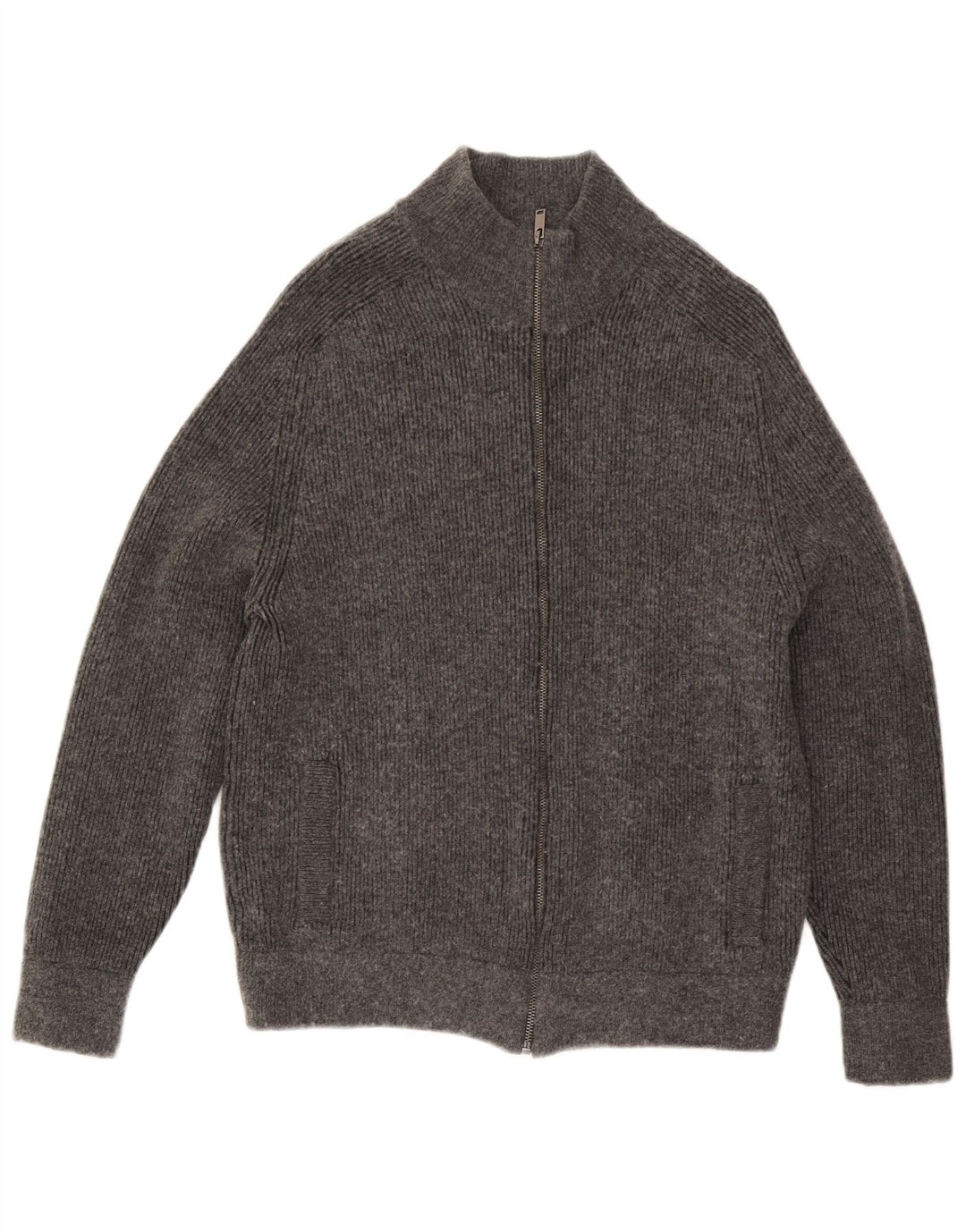Marks & Spencer Męski sweter rozpinany, duży, szary, bawełniany