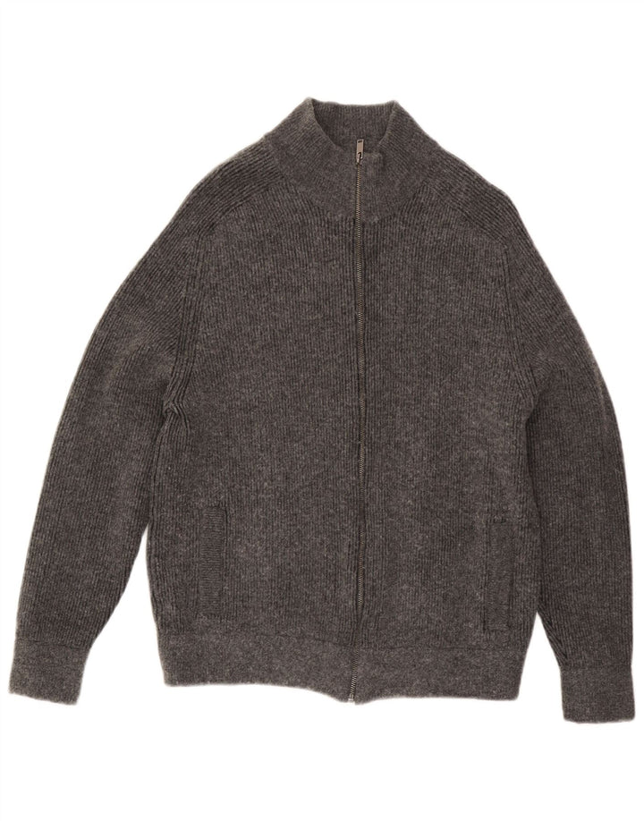 Marks & Spencer Męski sweter rozpinany, duży, szary, bawełniany
