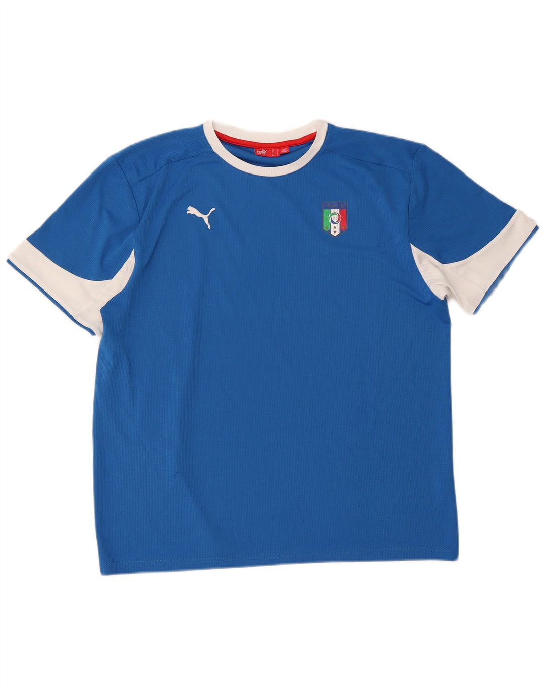 Męski T-shirt Puma Italia z grafiką, duży, niebieski, z blokami kolorów