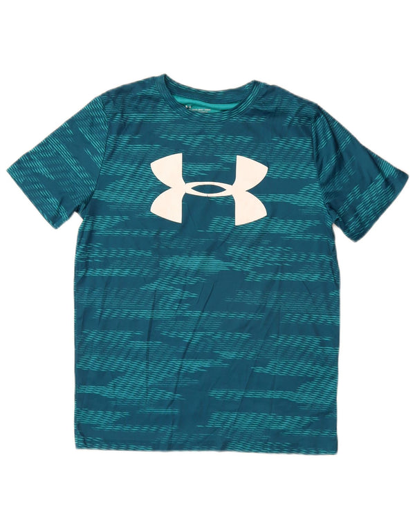 Chłopięcy T-shirt z grafiką UNDER ARMOUR Heat Gear na 11-12 lat, duży, niebieski